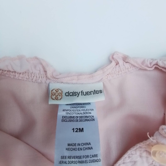 Daisy Fuentes Blouse Girls 12mo Pink w/ Ruffle - Picture 3 of 4